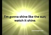 I’m gonna shine like the sun; watch it shine.